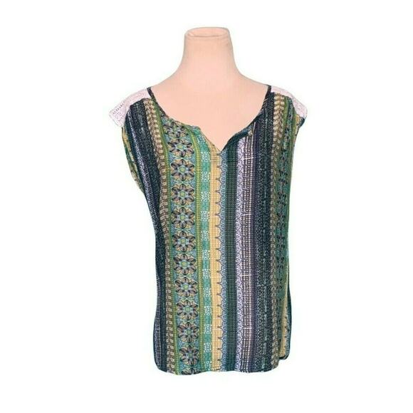 Prana green blue cap sleeves top size small - Picture 1 of 6